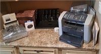 Calculator, Desk Organizer, HP Scan Fax Printer