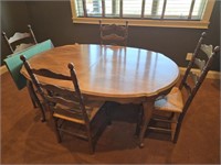 Dining Table & 4 Rush Seat Chairs