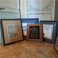 3 Antique Framed Marriage Certificates