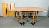 Solid Wood Drop Leaf Dining Table W 3 Leaves