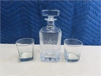 3pc Glass HAWKES Whiskey Decanter & Glasses