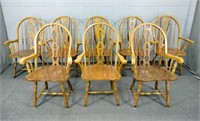 8x The Bid Solid Wood Windsor Style Dining Chairs