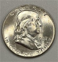 1957 D Franklin Silver Half Dollar Unc From Roll