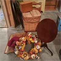 Tilt Top Table, Basket, Chair, Fall Decor, Runner
