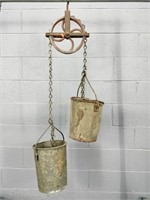 Antique Double Well Bucket & Pulley