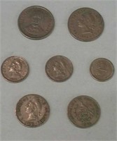 Bag-7 Foreign Coins, 1974 & 1976 Dominican