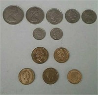Bag-12 Foreign Coins, Queen Elizabeth II