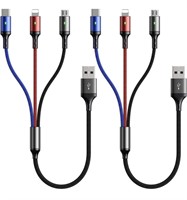 2 PACK OF SHORT 3 IN 1 MULTI CHARGER CABLE,