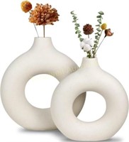 White Ceramic Vase - Round  Minimalist (2pcs)