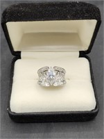 Sterling  Marquise Cut Cz Engagement Band Ring