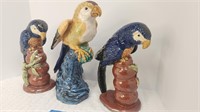 Italian Majolica Parrot figurines