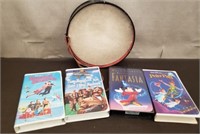 Vintage Kids Drum (Needs Some Repairs) & 4 Disney