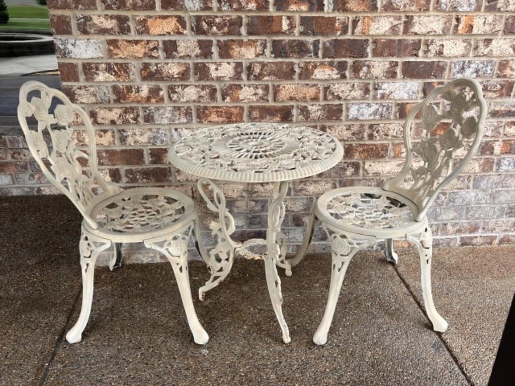 Cast Aluminum Table & 2 Chairs