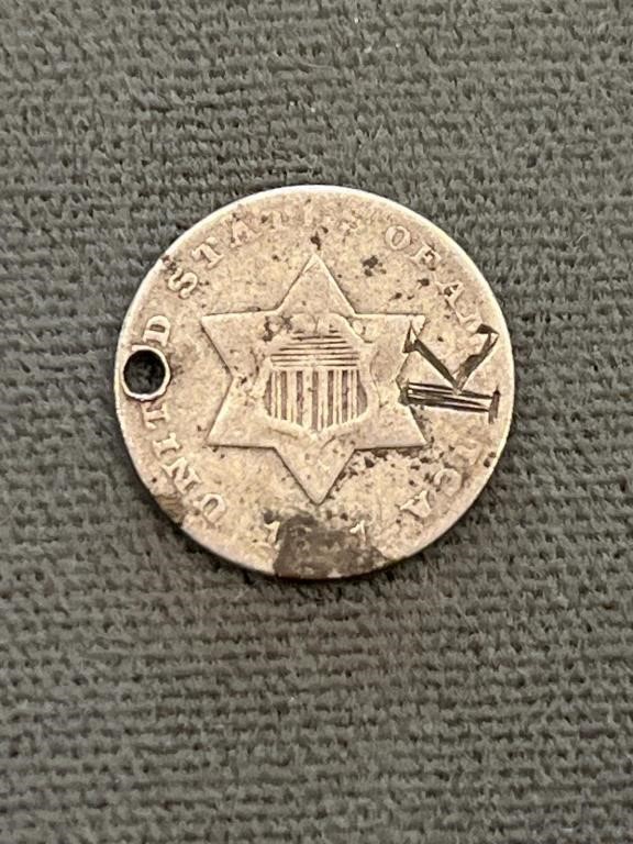 1851 Silver 3 Cent Piece