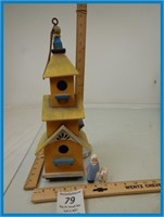 *JIM SHORE YELLOW BIRD HOUSE WITH FARMER AND