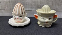 2 Juice Reamers 4" High Clown & Dog Made In Japan