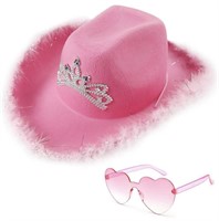 AOMOON, PINK COWGIRL HAT WITH HEART SHAPED