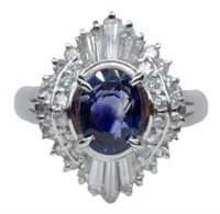 Platinum 3.04 ct GIA  Sapphire & Diamond Ring