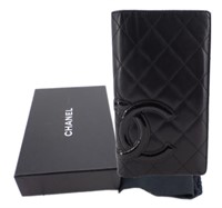 Chanel Black Cambon Leather Long Wallet