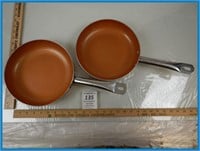 2 COPPER FRYING PANS- BOTH 9 1/2"