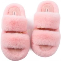 FamilyFairy Women's Fur Slippers 5-6 Pink