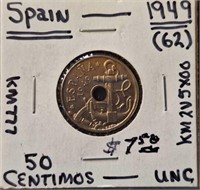 1949 Uncirculated Spanish coin