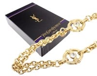 Yves Saint Laurent Gold Tone Long Chain Necklace