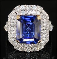 14kt Gold 11.07 ct Sapphire & Diamond Ring
