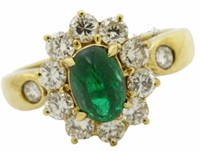 18kt Gold Natural 1.82 ct Emerald & Diamond Ring