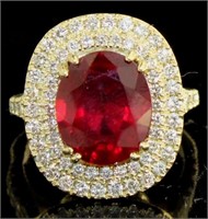 14kt Gold 7.06 ct Oval Ruby & Diamond Ring