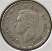 Silver 1945 Canadian dime