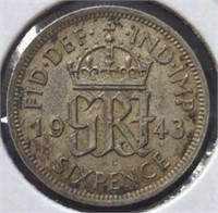 Silver 1943 six pence
