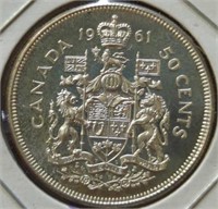 uncirculated Silver 1961 Canadian half dollar