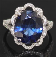 14kt Gold 8.58 ct Oval Sapphire & Diamond Ring