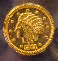 1861 1/4 California gold token,  selling as token
