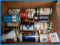 BOX FULL OF VINTAGE CANS