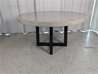 Vintage Round Wood Table w/ Metal Stand