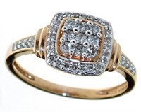 10kt Rose Gold Cushion Cut 1/3 ct Diamond Ring