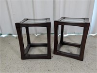 (2) Chrome and Glass End Table