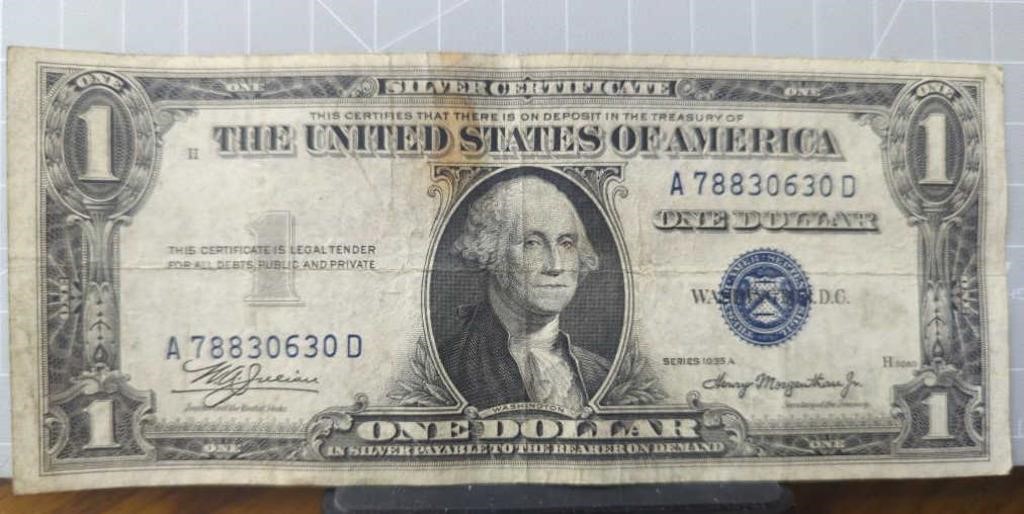 Silver certificate 1935 $1 bank note