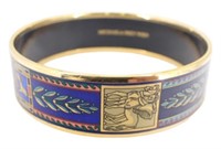 Hermes Navy Enamel Bangle Bracelet