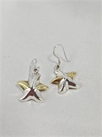 925 Sterling Silver Two-toned Starfish Earrings
