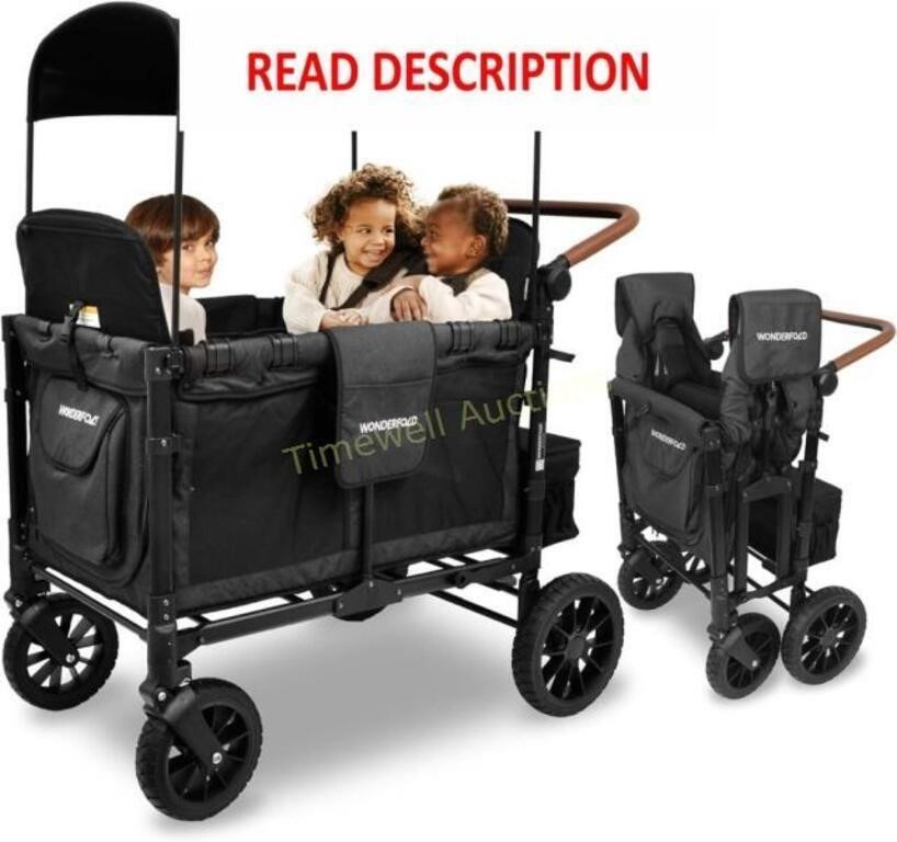 WONDERFOLD W4 Quad Stroller  4 Seats  UV  Black