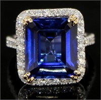14kt Gold 12.61 ct Sapphire & Diamond Ring