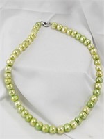 925 Sterling Silver Sea Green Pearl Necklace