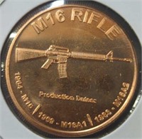 1 oz fine copper coin M16 rifle