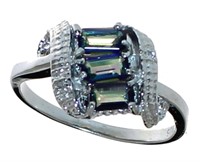 Elegant Mystic Topaz & Diamond Waterfall Ring