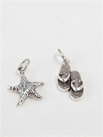 (2) NEW! 925 Sterling Silver Beach Themed Charms