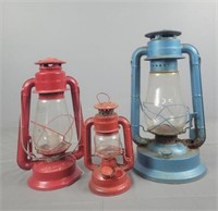 Lot Of Vintage Lanterns Blue Has Rust