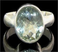 Oval 12.35 ct Natural Green Amethyst Ring